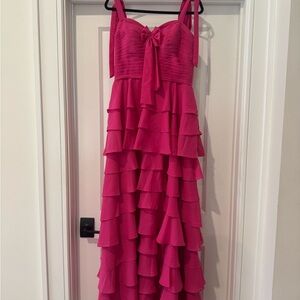Pink Ruffled Prom Dress